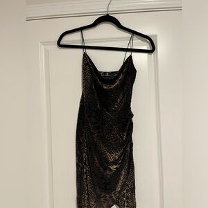 Brown Velvet Bodycon Mini Dress
